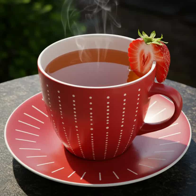 Foto deliciosa de Chá de Morango com Canela pronta para servir - Bebidas Quentes