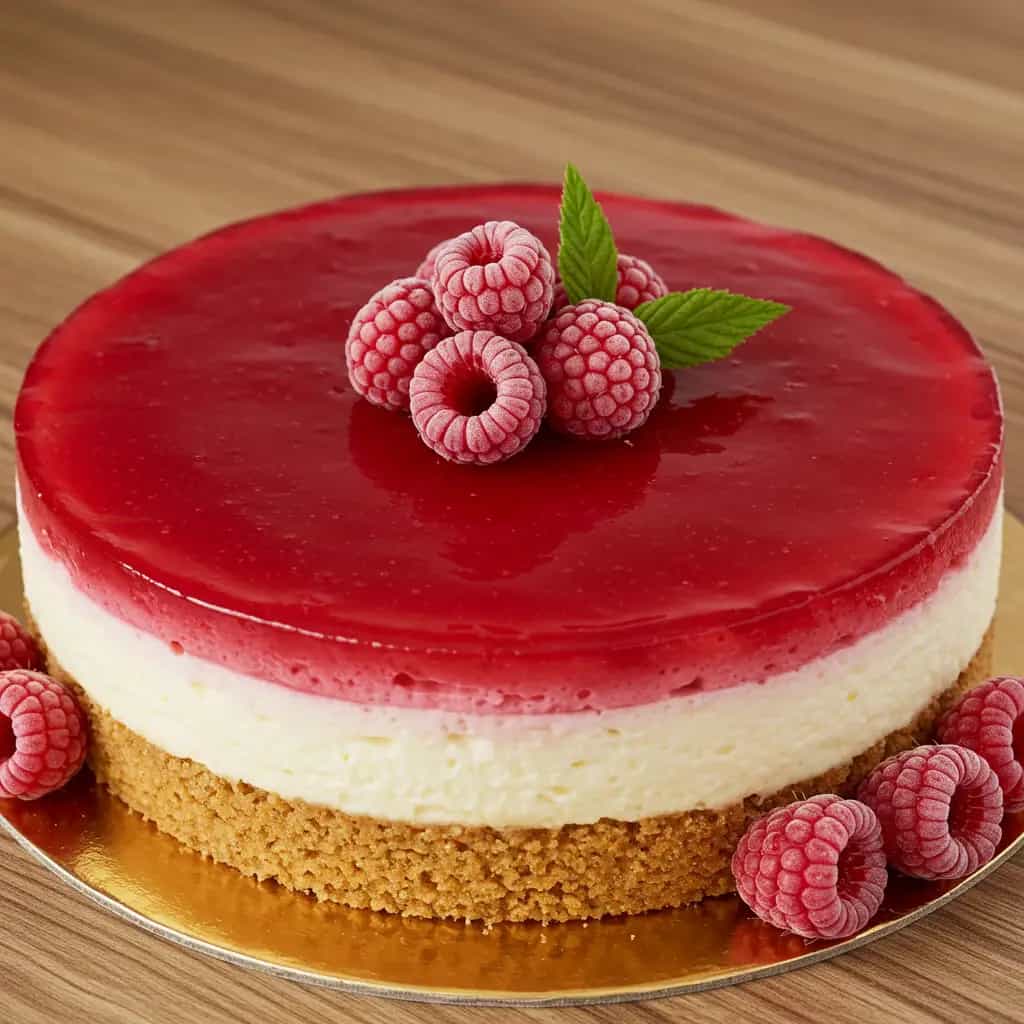 Cheesecake com cobertura de framboesa