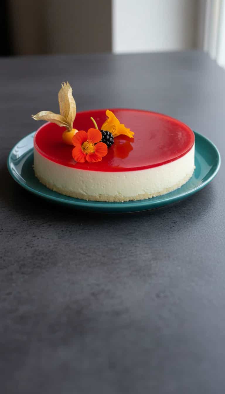 Foto deliciosa de Cheesecake Cremoso de Morango pronta para servir - Sem Assar