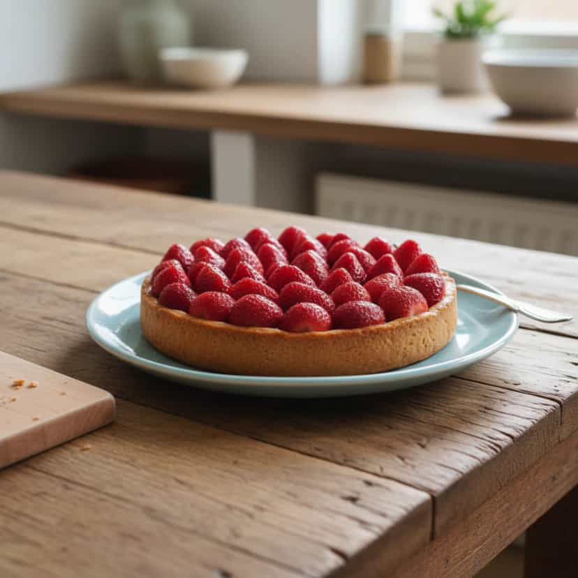 Foto deliciosa de Cheesecake de Morango Irresistível pronta para servir - Tortas & Tortinhas