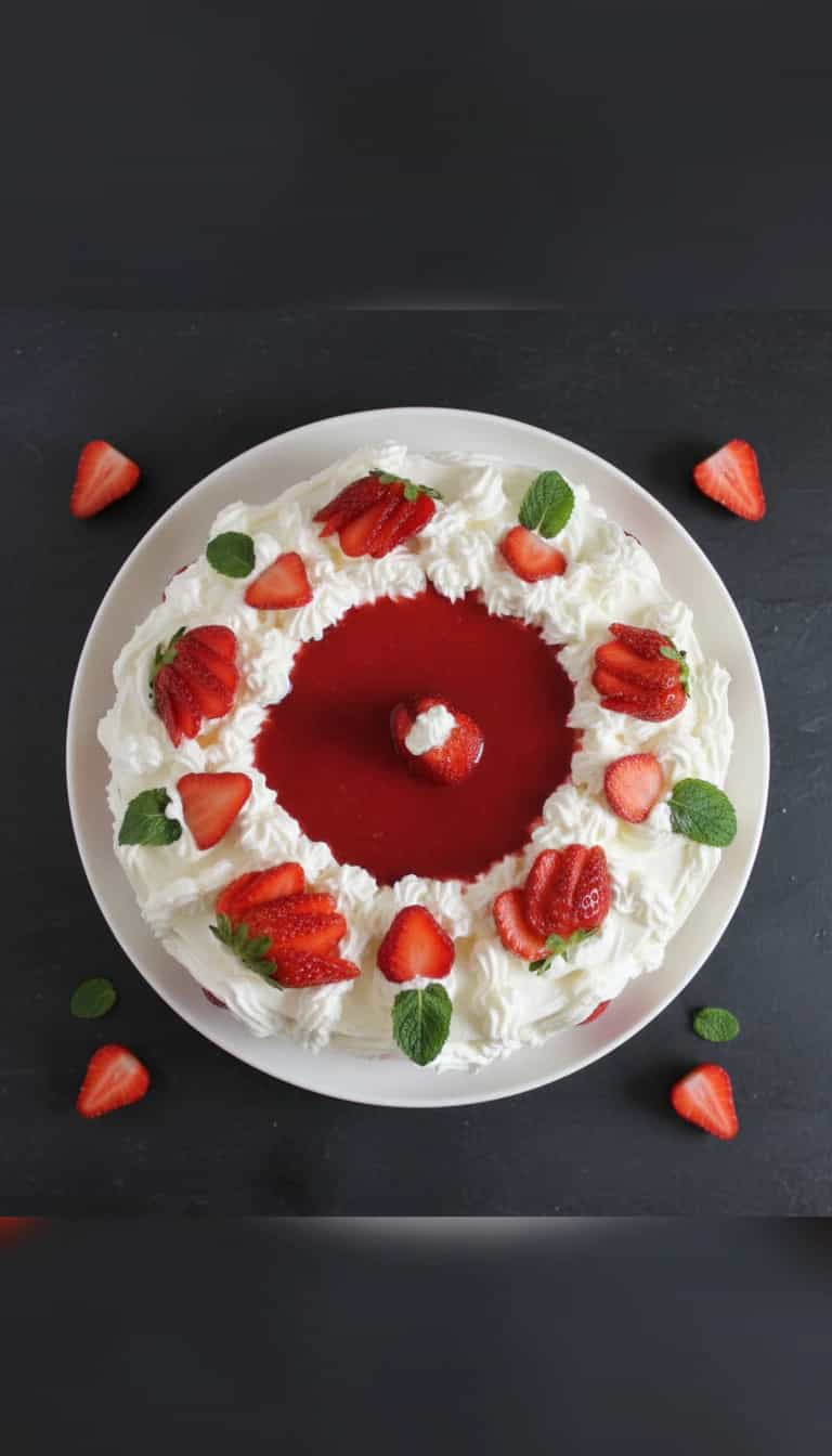 Foto deliciosa de Cheesecake de Morango Irresistível pronta para servir - Tortas & Tortinhas