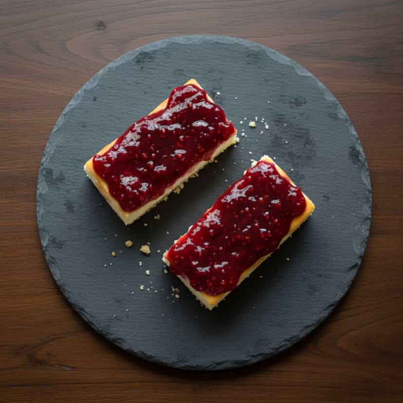 Foto deliciosa de Cheesecake rápida de ricota com geléia pronta para servir - Sem Assar