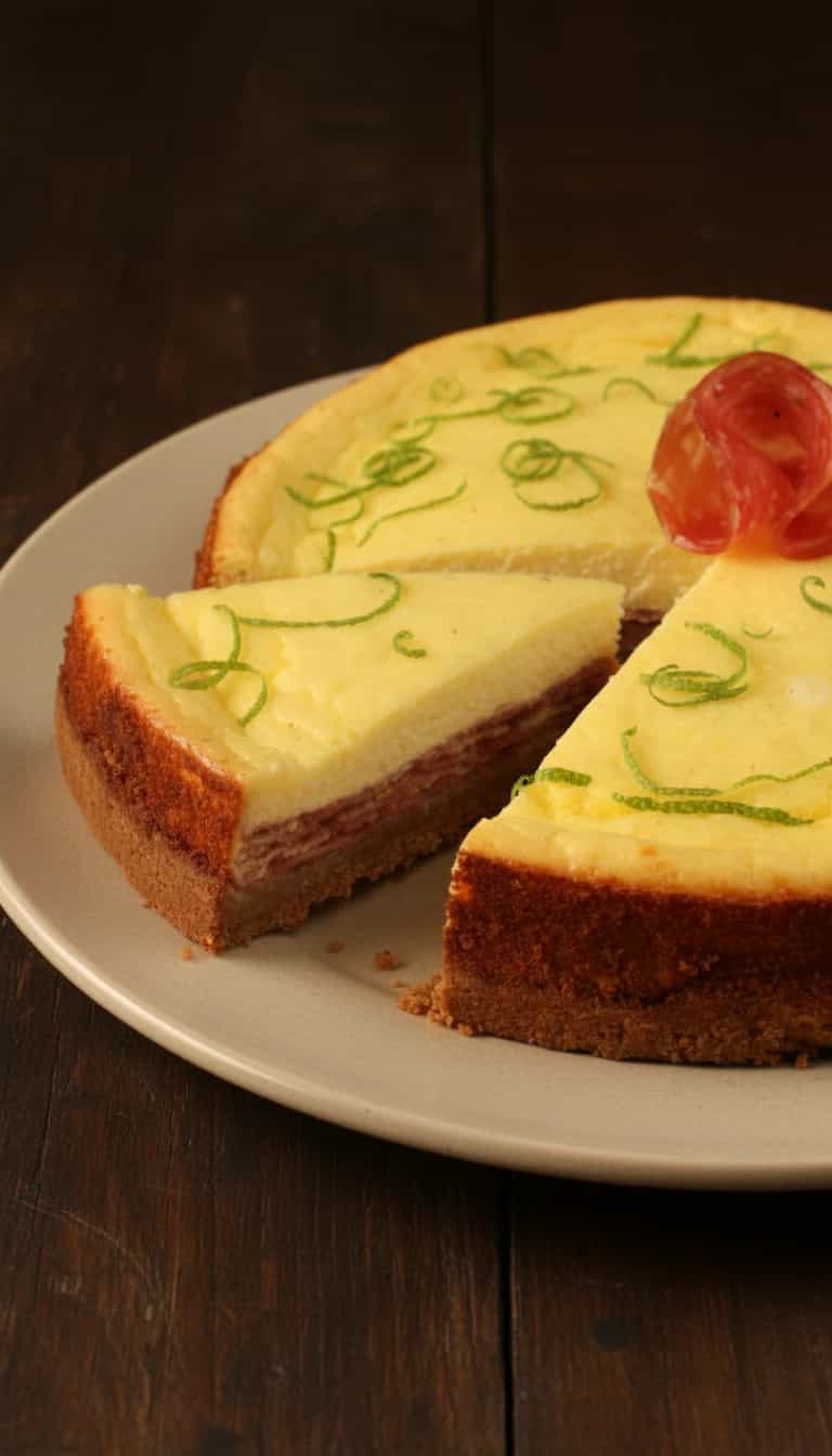Foto deliciosa de Cheesecake Salgado de Salame pronta para servir - Salgadinhos
