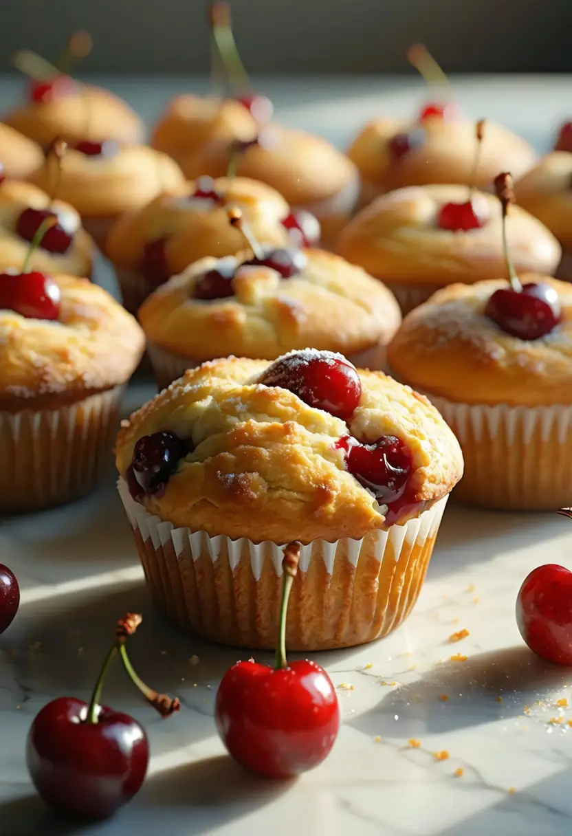 Foto deliciosa de Muffins de Cereja pronta para servir - Outras Receitas