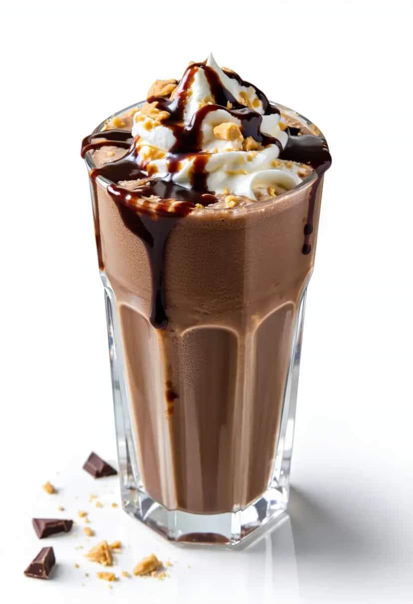 Foto deliciosa de Milkshake de Chocolate e Manteiga de Amendoim pronta para servir - Milkshakes