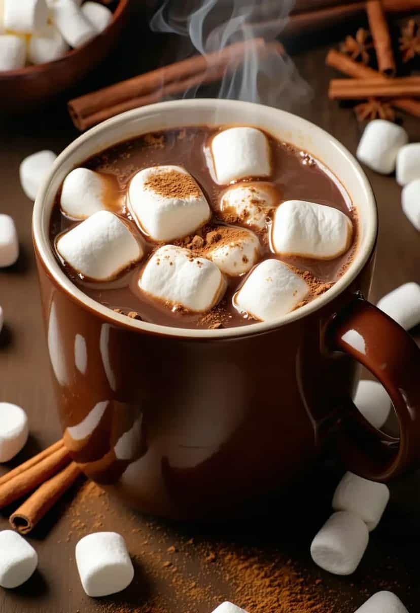 Foto deliciosa de Chocolate Quente com Marshmallow pronta para servir - Bebidas Quentes