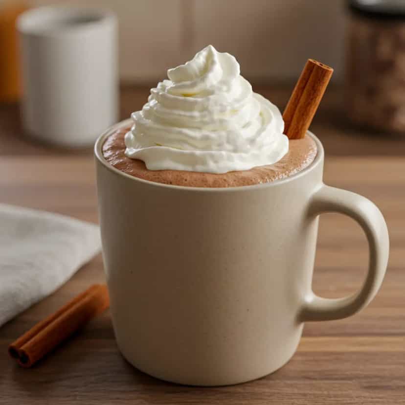 Foto deliciosa de Chocolate Quente Cremoso com Canela pronta para servir - Bebidas Quentes