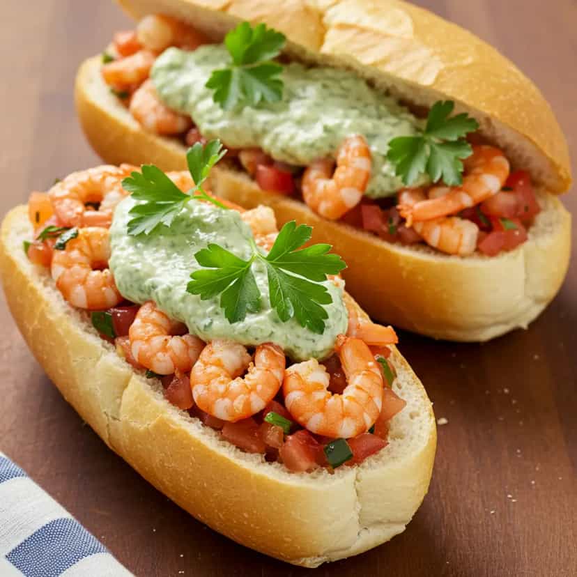 Foto deliciosa de Choripán de Camarão pronta para servir - Salgadinhos