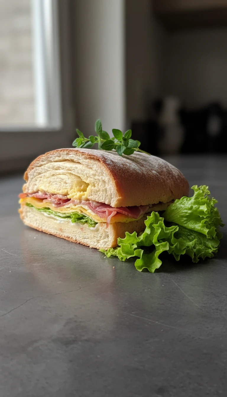 Foto deliciosa de Ciabata Caseira pronta para servir - Lanches de Padaria
