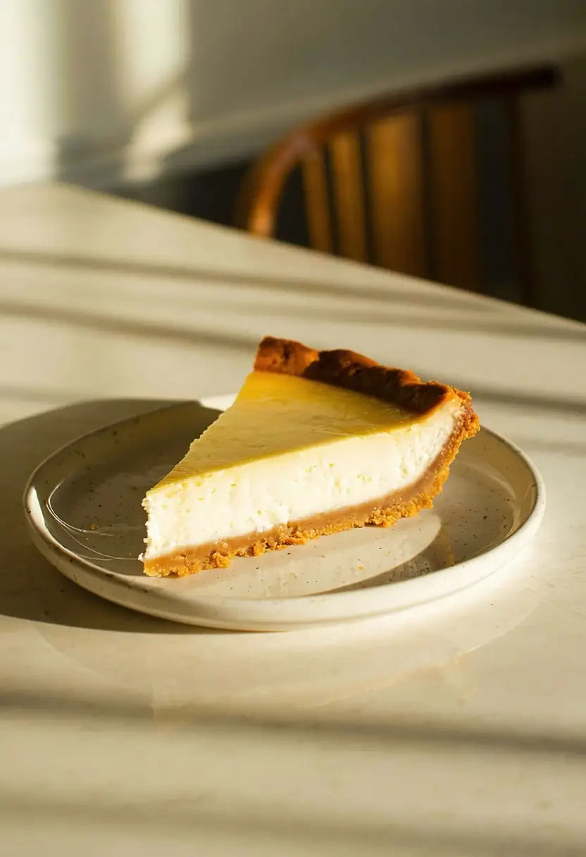 Foto deliciosa de Cheesecake Clássico Assado pronta para servir - Tortas & Tortinhas