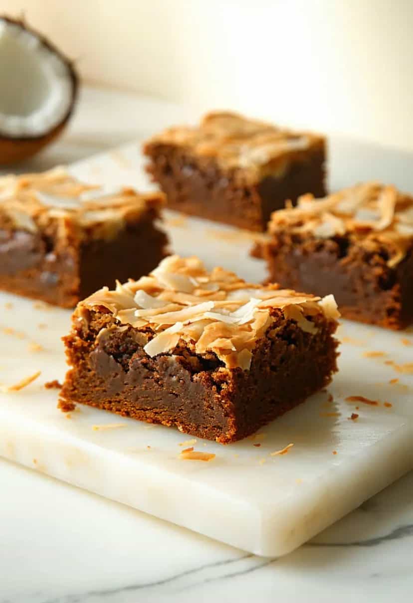 Foto deliciosa de Brownies de Coco pronta para servir - Brownies & Cookies