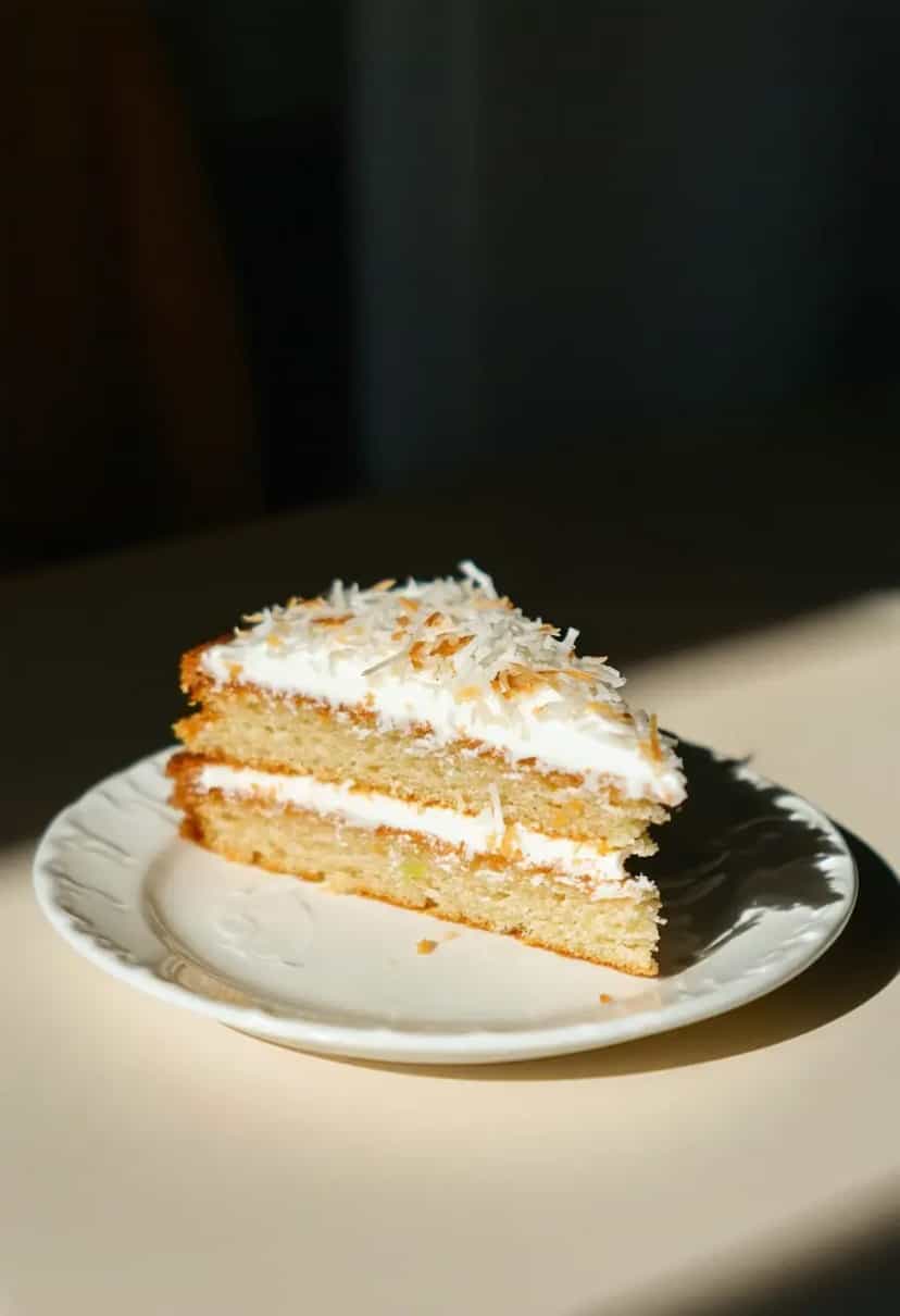 Foto deliciosa de Bolo de Coco pronta para servir - Bolos & Cupcakes