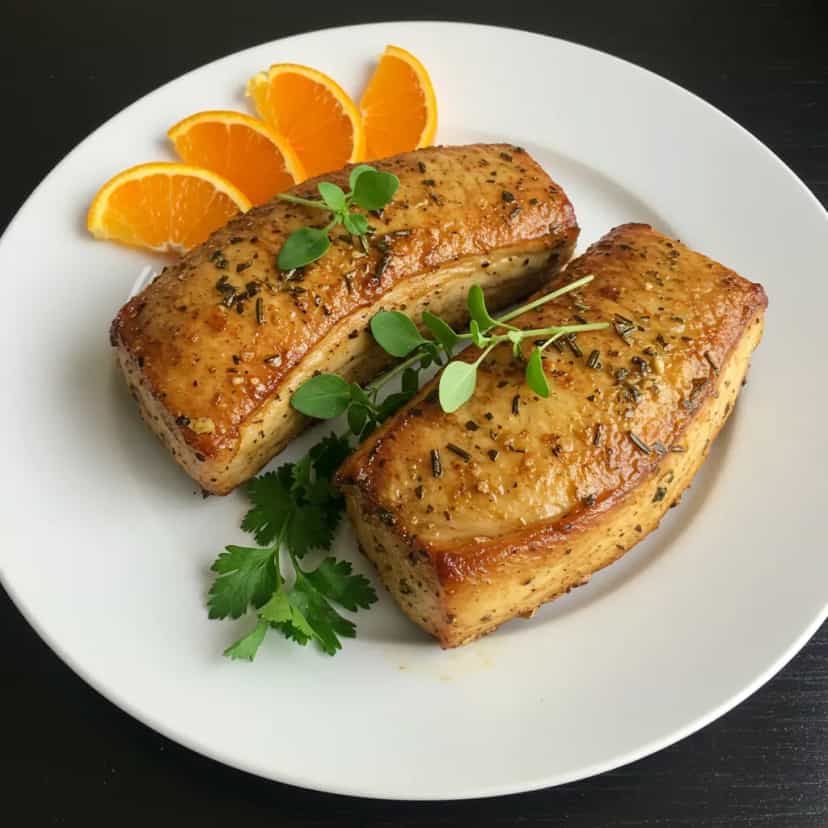 Foto deliciosa de Coelho assado ao molho de laranja pronta para servir - Carnes & Frango