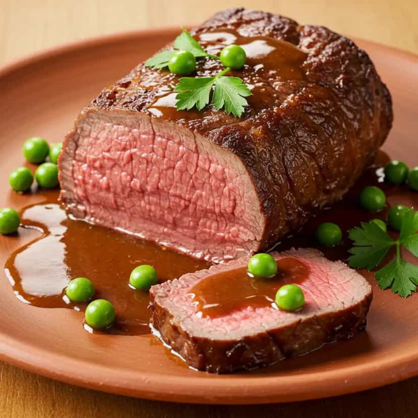 Foto deliciosa de Contrafilé Assado ao Molho Especial pronta para servir - Carnes & Frango