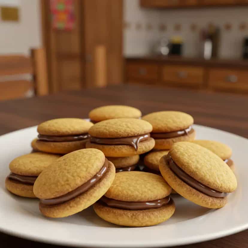 Foto deliciosa de Cookie recheado com nutella pronta para servir - Bolachas & Cookies
