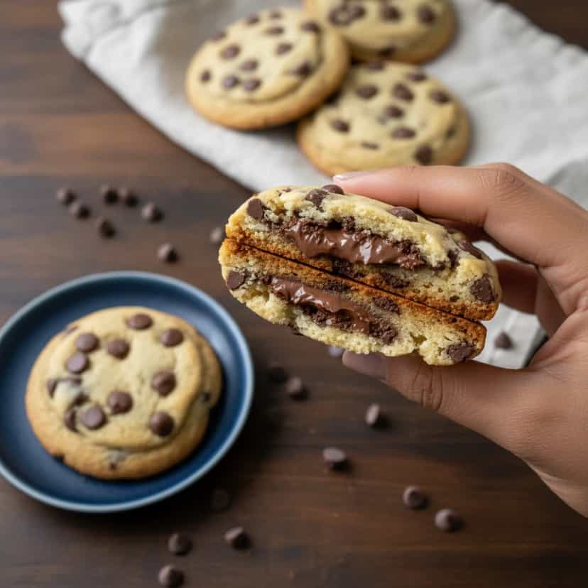 Foto deliciosa de Cookies Recheados com Nutella pronta para servir - Brownies & Cookies