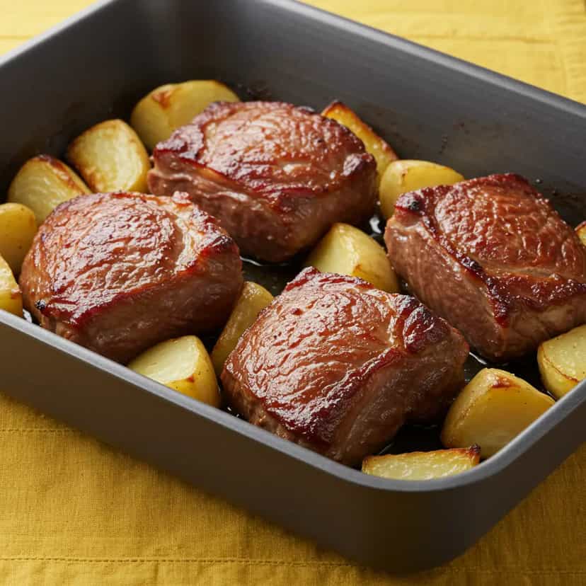 Foto deliciosa de Costela Assada com Aipim pronta para servir - Carnes & Frango