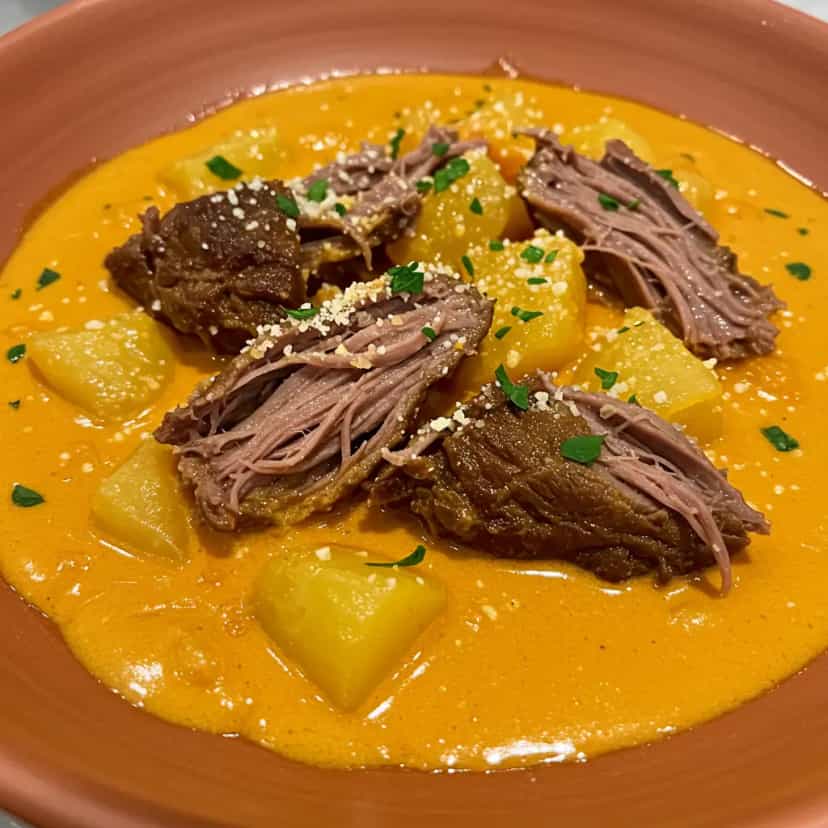 Foto deliciosa de Costela Atolada com Aipim Cremoso pronta para servir - Carnes & Frango