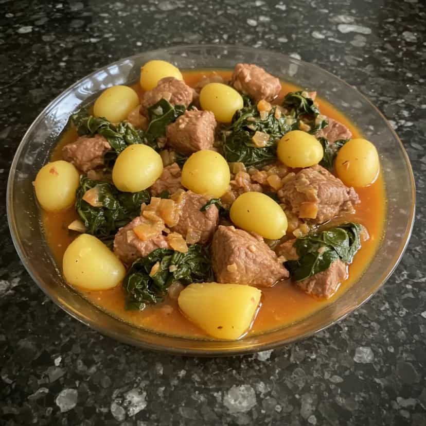 Foto deliciosa de Costela Atolada com Macaxeira e Jambo pronta para servir - Carnes & Frango