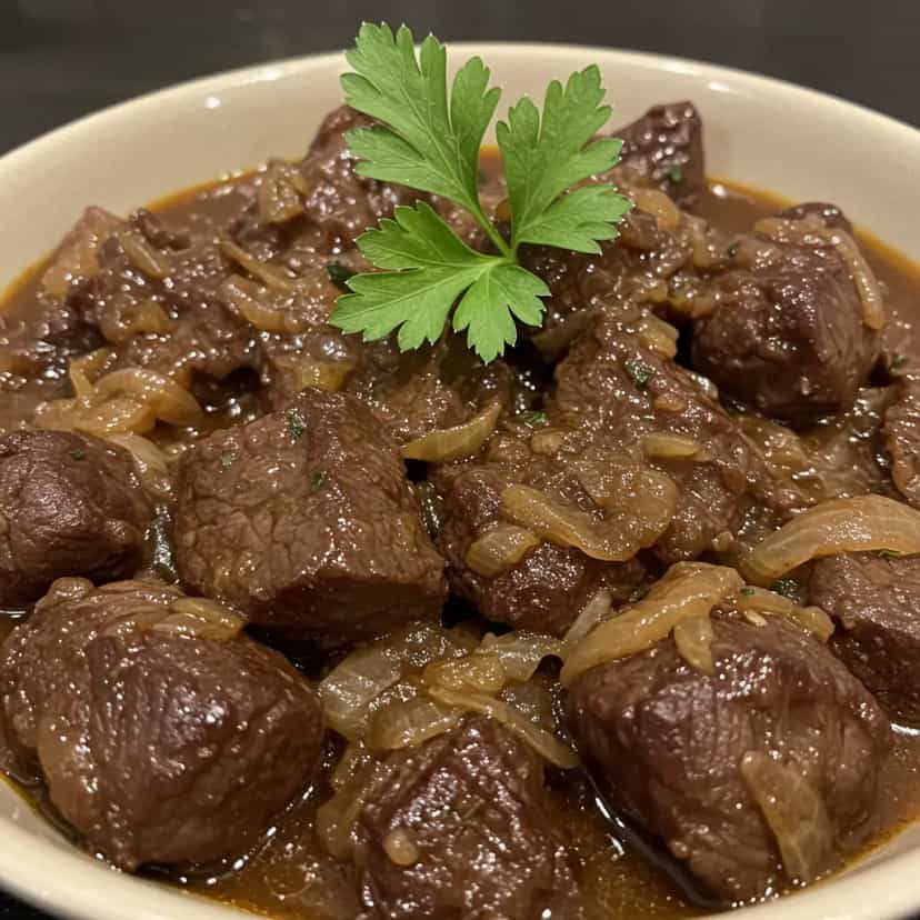 Foto deliciosa de Costela Bovina Braseada com Cebolas pronta para servir - Carnes & Frango