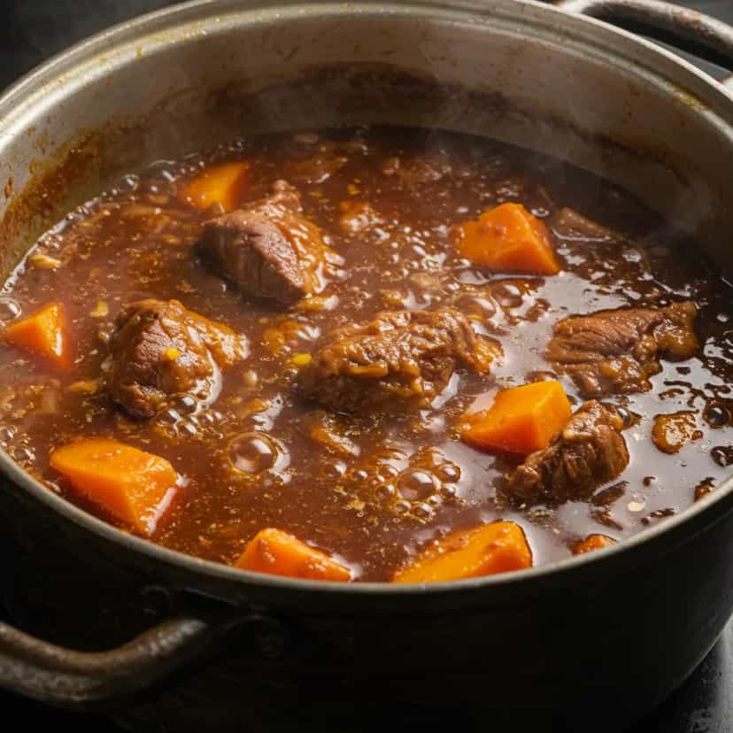 Foto deliciosa de Costela Bovina com Abóbora e Quiabo pronta para servir - Carnes & Frango