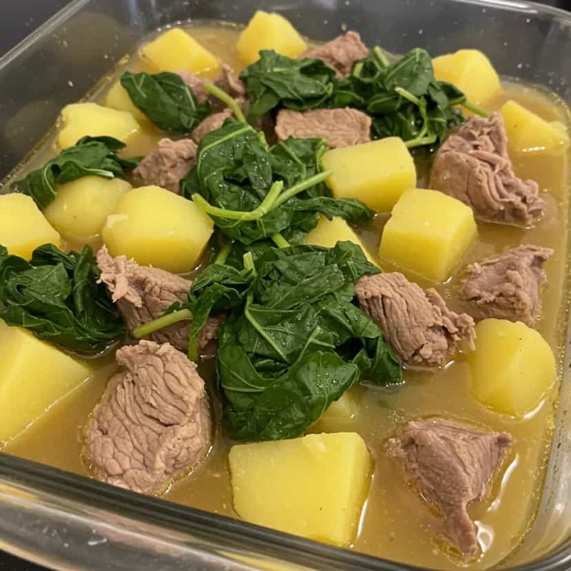 Foto deliciosa de Costela com Agrião e Batata pronta para servir - Carnes & Frango