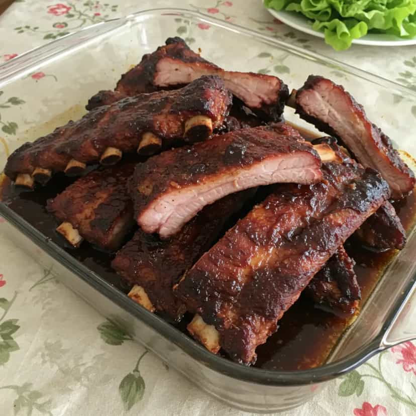 Foto deliciosa de Costela de Porco Assada no Micro-ondas pronta para servir - No Micro-ondas