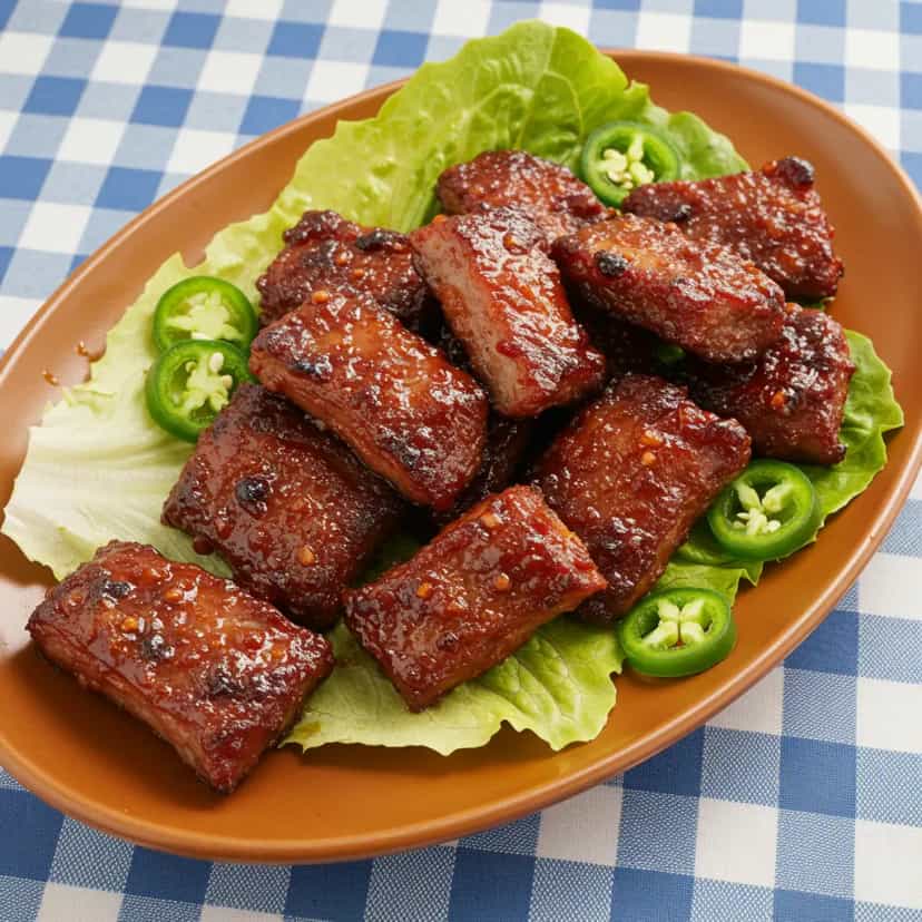 Foto deliciosa de Costela Frita Assada pronta para servir - Carnes & Frango