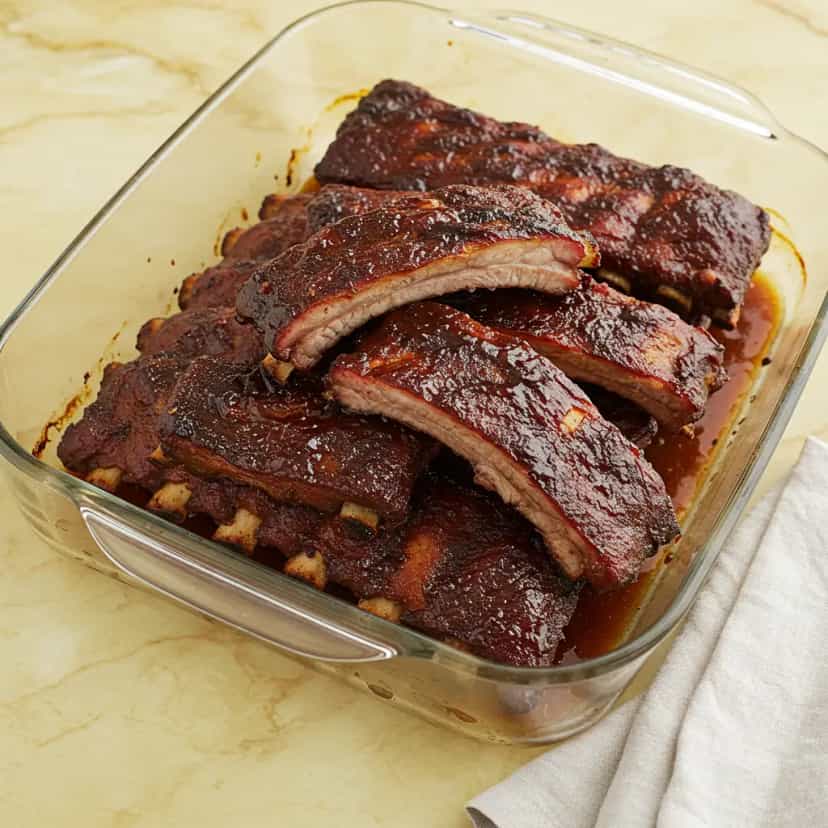 Foto deliciosa de Costela Suína Assada no Micro-ondas pronta para servir - No Micro-ondas