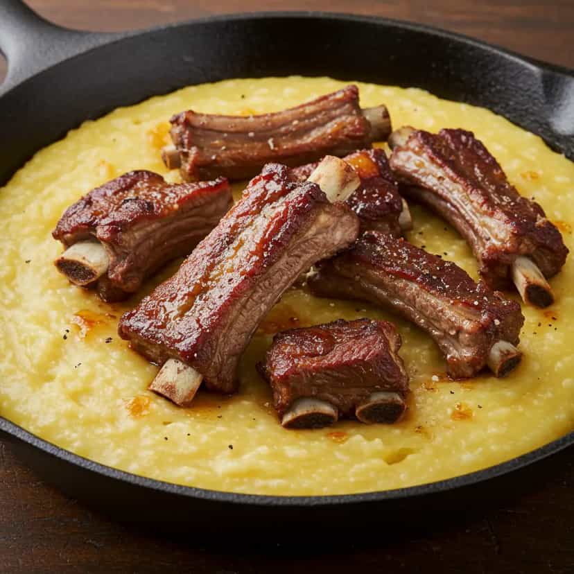 Foto deliciosa de Costelinha com Quirera e Linguiça pronta para servir - Carnes & Frango