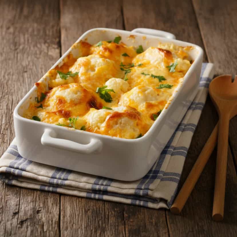 Foto deliciosa de Couve-flor Gratinada pronta para servir - Almoço & Jantar