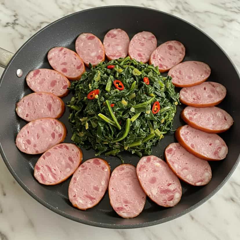 Foto deliciosa de Couve Mineira com Bacon e Linguiça pronta para servir - Outras Receitas