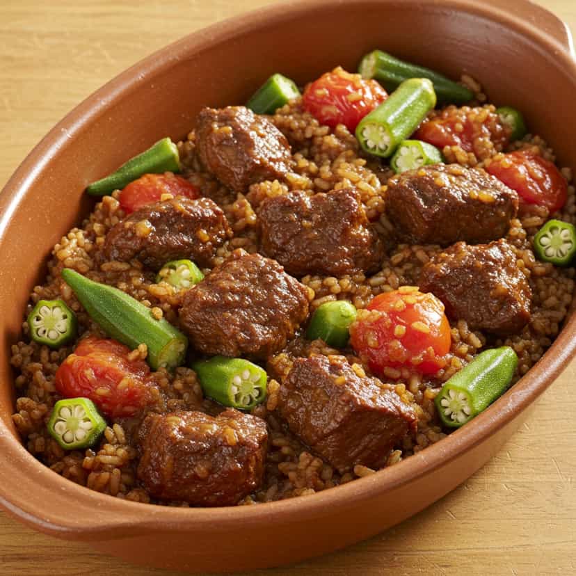 Foto deliciosa de Coxão Mole com Quiabo: Sabor Caseiro pronta para servir - Carnes & Frango