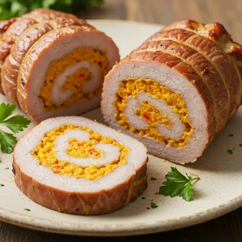 Foto deliciosa de Coxão Mole Recheado ao Forno pronta para servir - Carnes & Frango