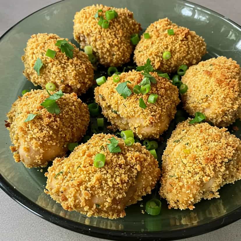 Foto deliciosa de Coxas e Sobrecoxas Crocantes pronta para servir - Carnes & Frango