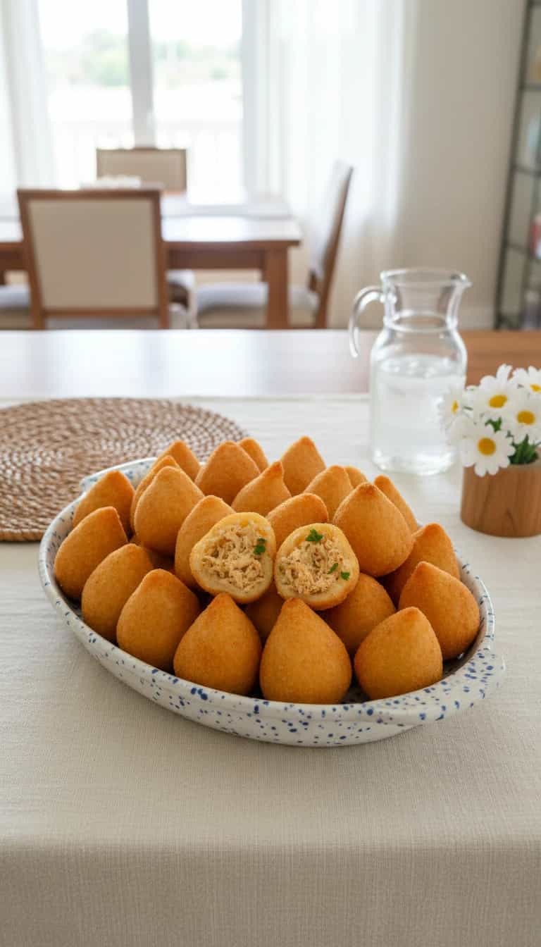 Foto deliciosa de Coxinha Assada de Frango pronta para servir - Salgadinhos