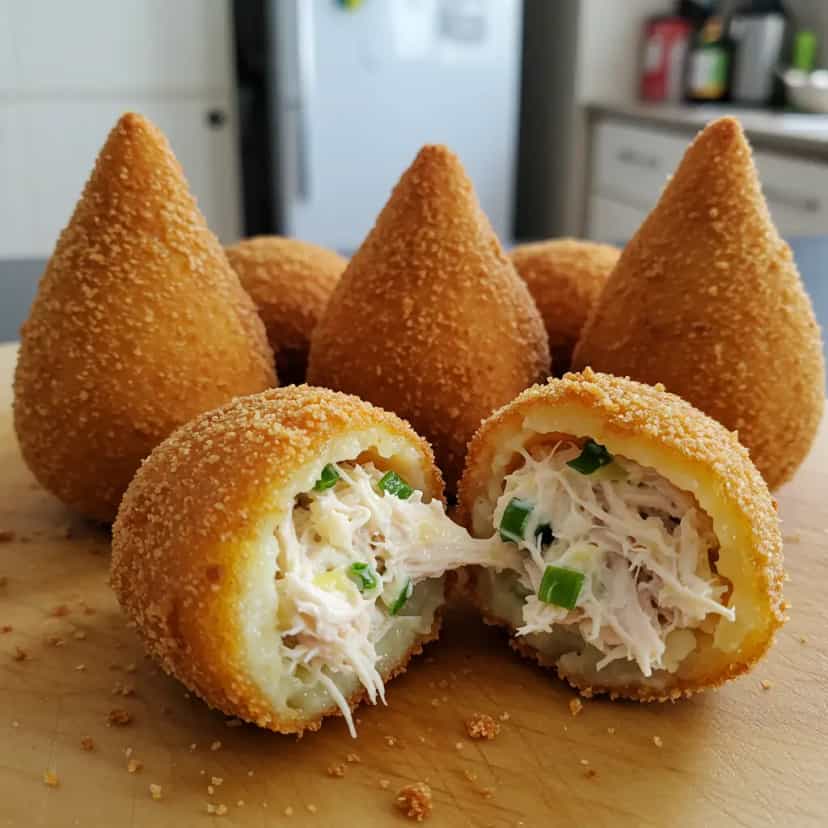 Foto deliciosa de Coxinha Cremosa de Frango pronta para servir - Lanches de Padaria