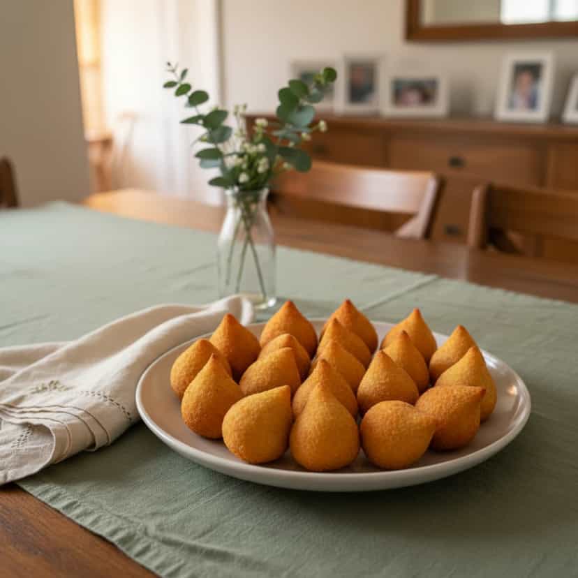 Foto deliciosa de Coxinha de Bacalhau pronta para servir - Salgadinhos