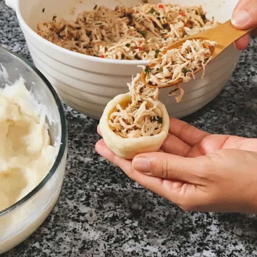 Foto deliciosa de Coxinha de Frango Temperada pronta para servir - Salgadinhos