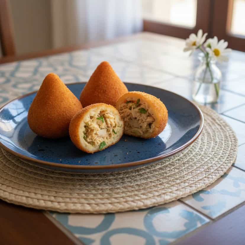 Foto deliciosa de Coxinha Tradicional pronta para servir - Salgadinhos