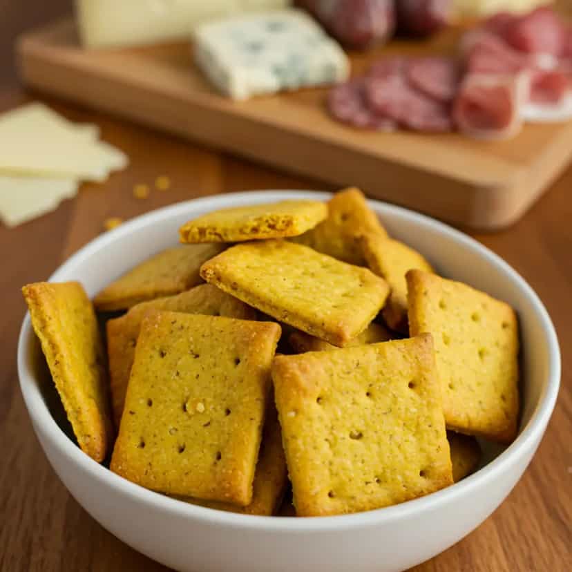 Foto deliciosa de Crackers de Grão-de-Bico pronta para servir - Chips & Biscoitos