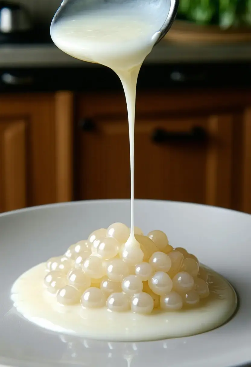 Foto deliciosa de Creme branco para sagu pronta para servir - Pudins & Cremes