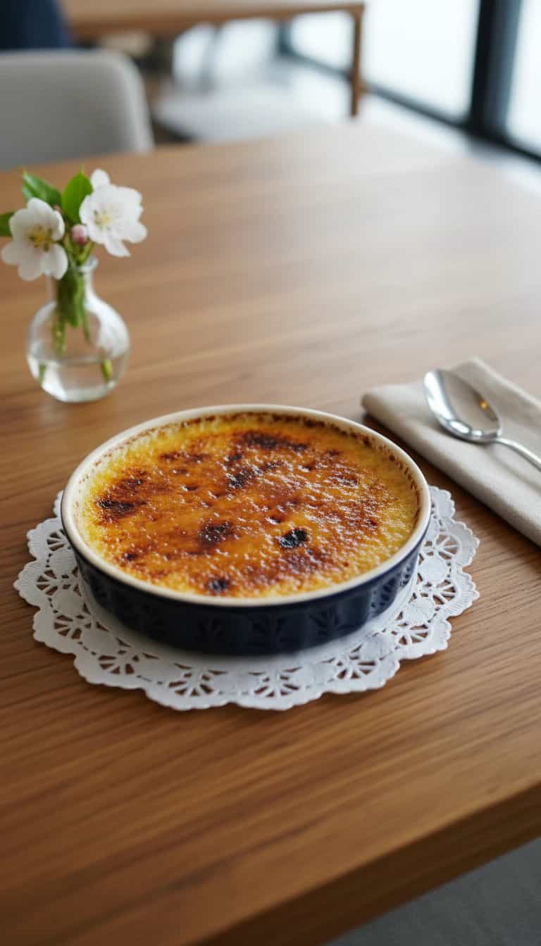 Foto deliciosa de Crème Brûlée Brasileira pronta para servir - Pudins & Cremes
