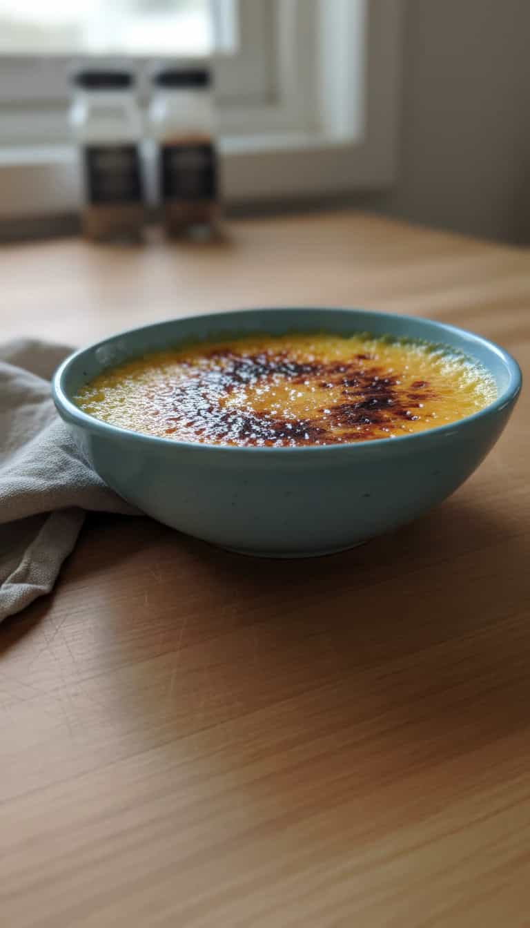 Foto deliciosa de Creme Brûlée de Lavanda e Mel pronta para servir - Pudins & Cremes