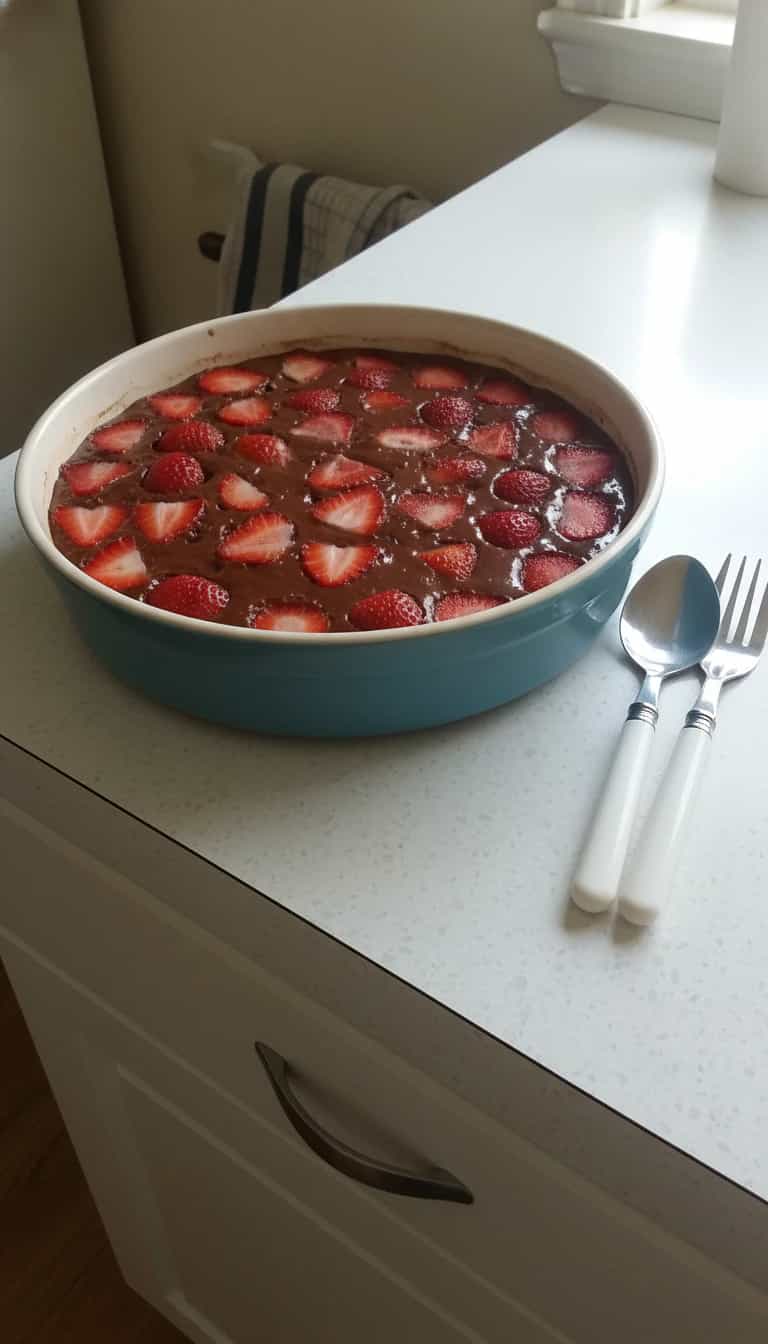 Foto deliciosa de Creme de Chocolate com Morangos pronta para servir - Pudins & Cremes