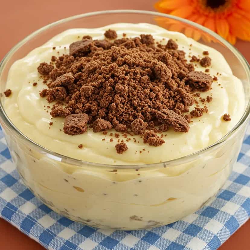 Foto deliciosa de Creme de Cupuaçu com Biscoito Maizena pronta para servir - Pudins & Cremes