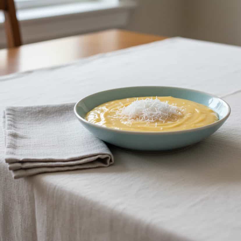 Foto deliciosa de Creme de Fubá cremoso pronta para servir - Pudins & Cremes