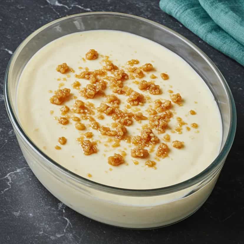 Foto deliciosa de Creme de Jaca com Quebra-Queixo pronta para servir - Pudins & Cremes