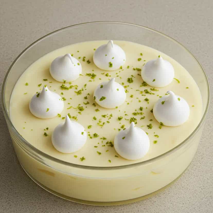 Foto deliciosa de Creme de Limão com Suspiros pronta para servir - Pudins & Cremes