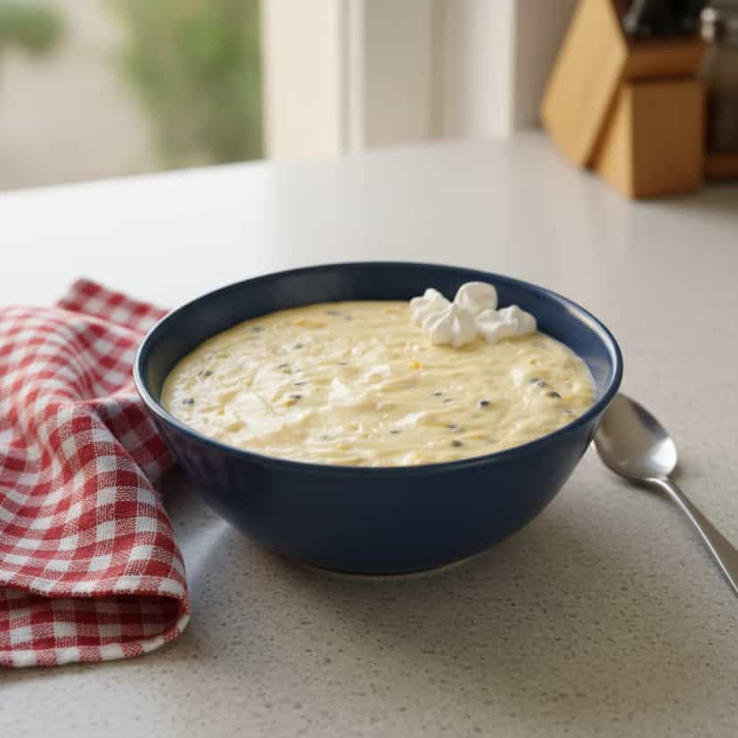 Foto deliciosa de Creme de Maracujá com Chocolate Branco pronta para servir - Pudins & Cremes